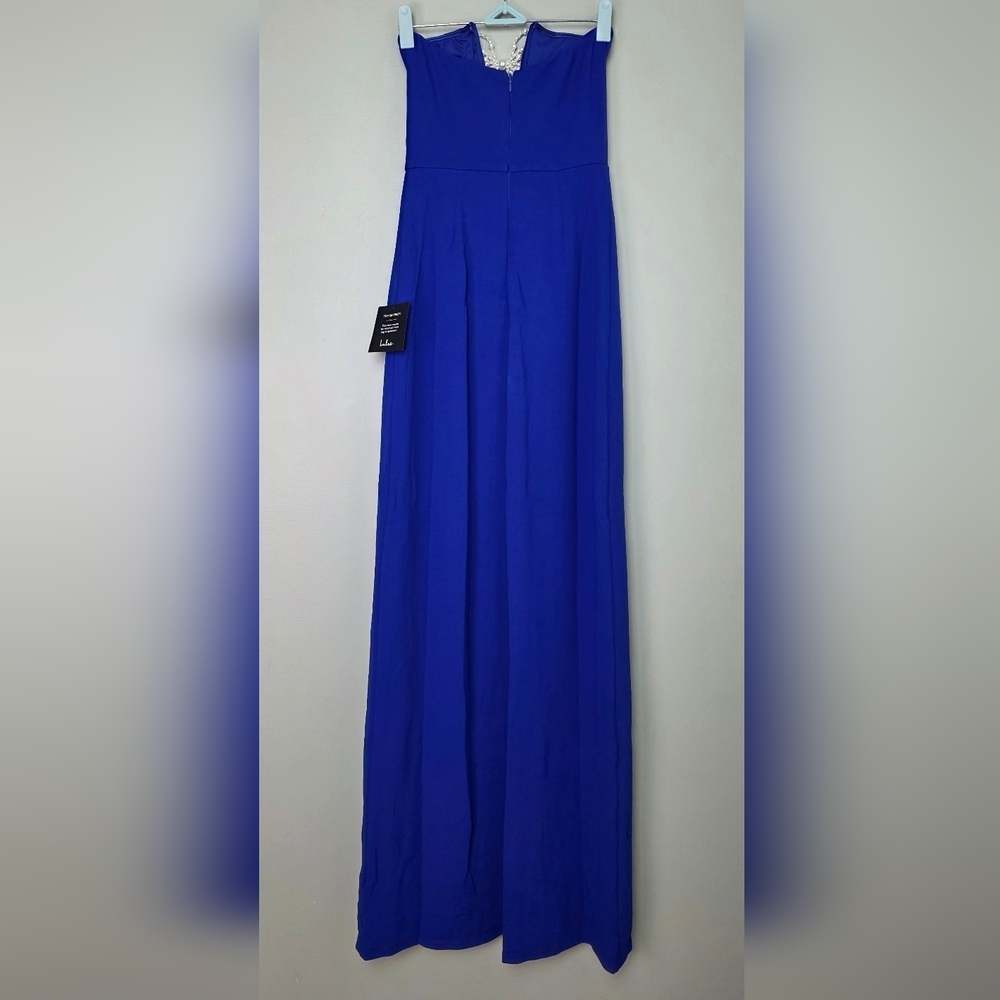 Lulus Striking Aura Royal Blue Pearl Strapless Mermaid Maxi Dress, Size XS - Picture 10 of 11